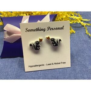 Flower Skunk - Disney Bambi Inspired Post Earrings -- Gift Boxed - Chibi Cute